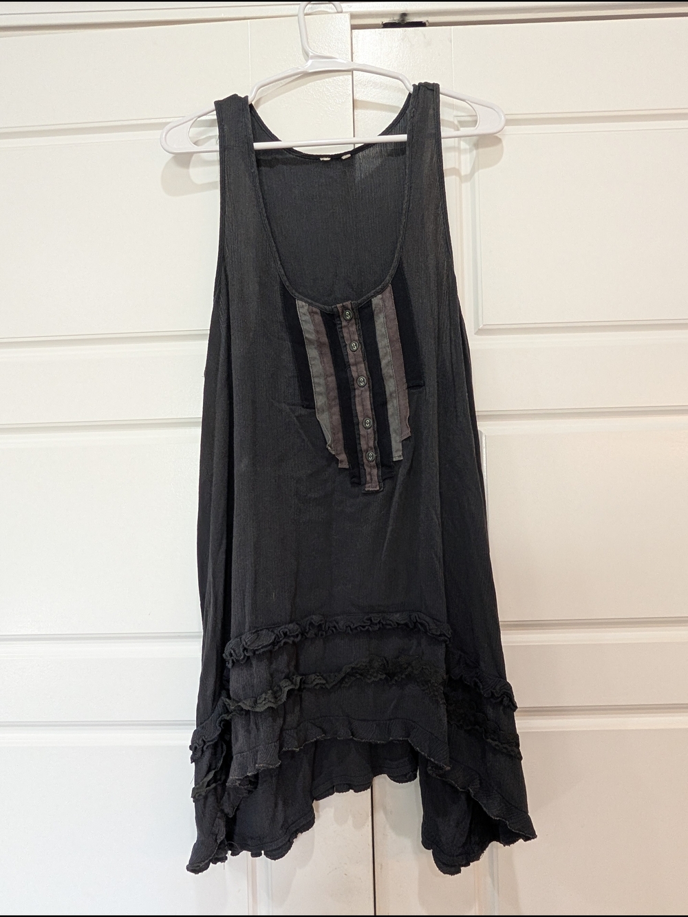 Free People Black Ruffle Hem Tank Dress Tunic M